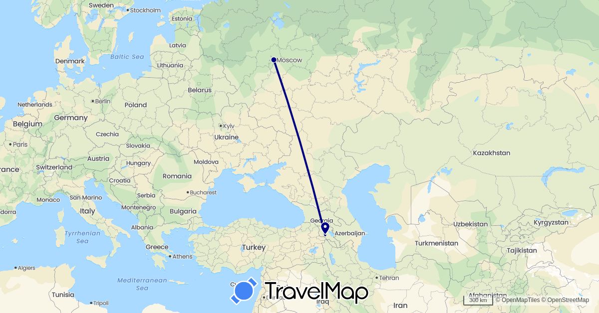 TravelMap itinerary: driving in Armenia, Russia (Asia, Europe)